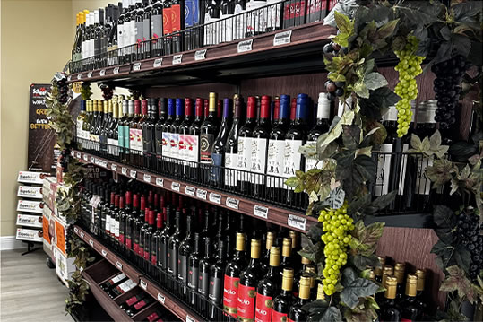 Wine selection on the shelves at Brazmarket